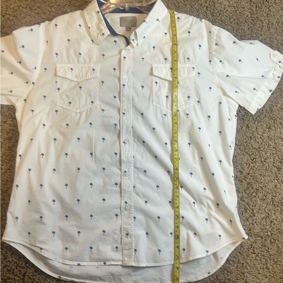 Men’s XL button up short sleeve white shirt with mini palm tree design print - Picture 6 of 12